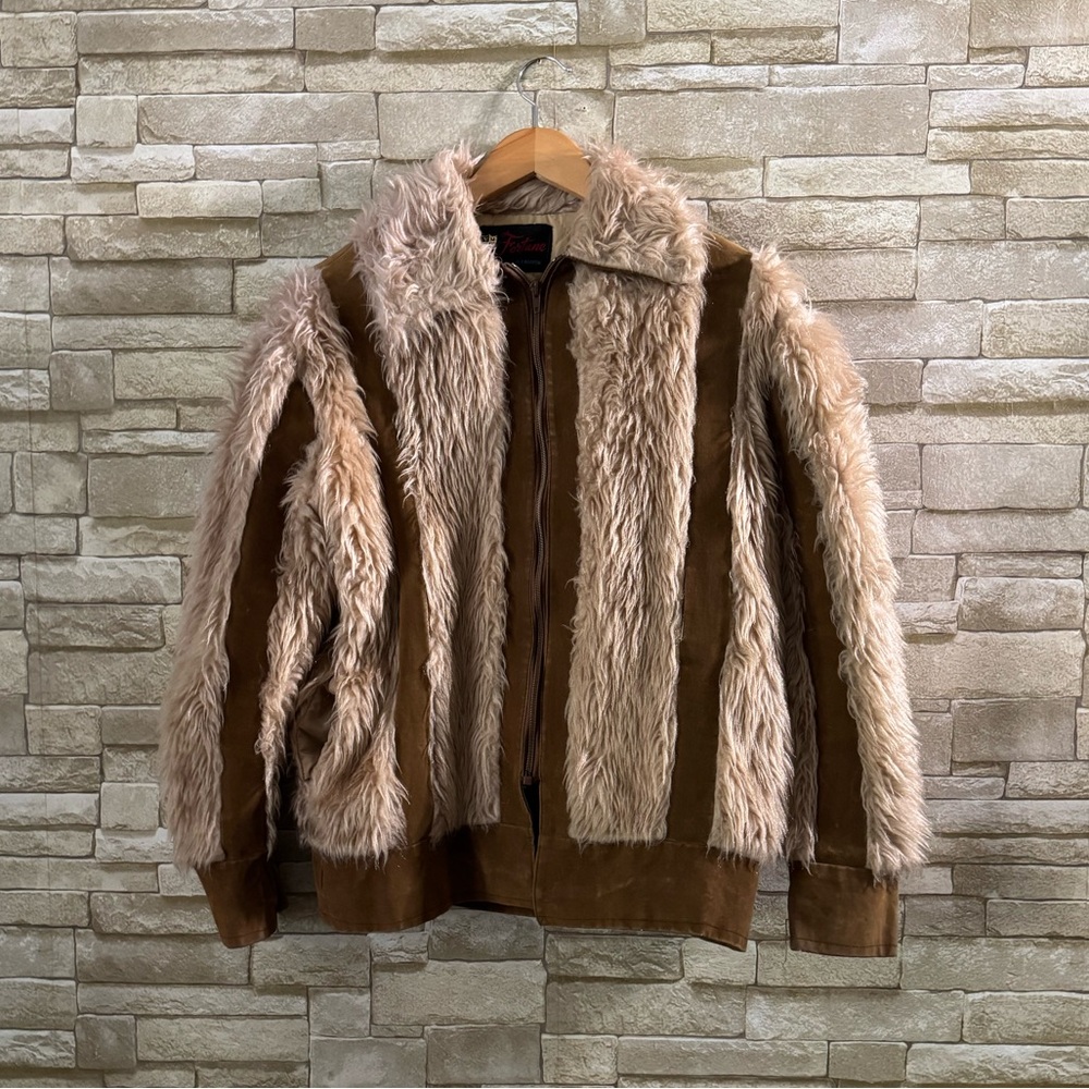 Vintage 70s YGF Fortune Penny Lane Faux Fur Suede Coat Unisex Size Small